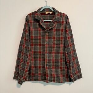 LL Bean‎ Men's Flannel Pajama Shirt Top Size L Reg Tartan Plaid